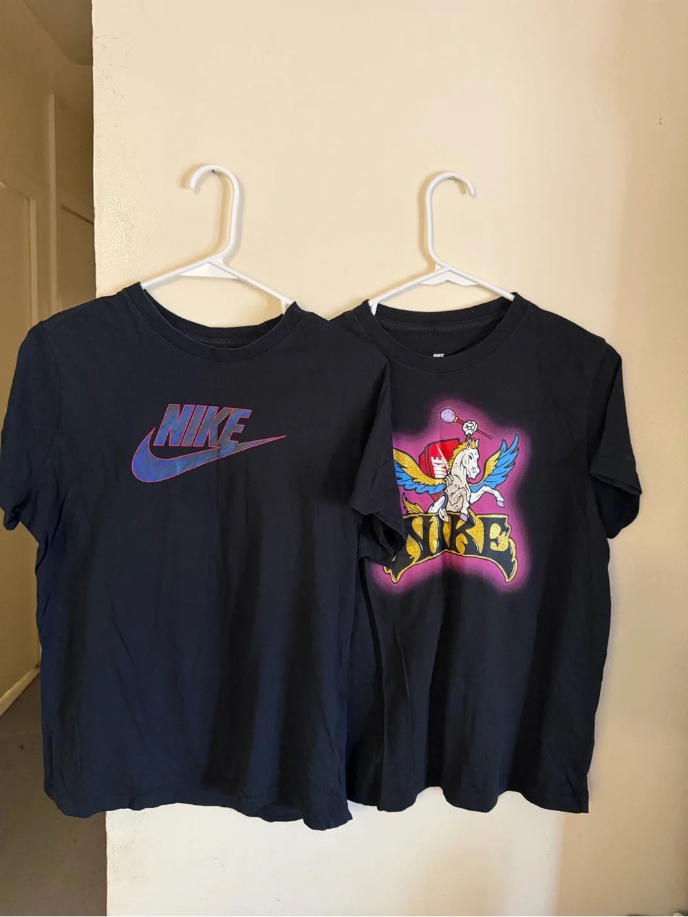 Nike Black Kids' Short Sleeve Tee with Neon Pegasus Graphic